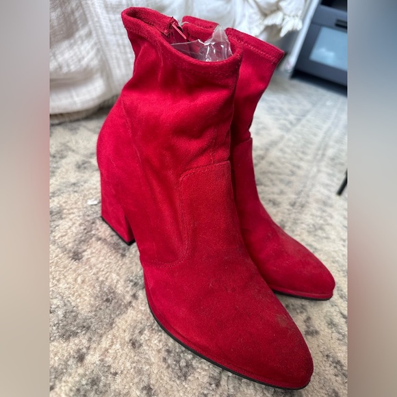 Red Suede Booties - Picture 1 of 1